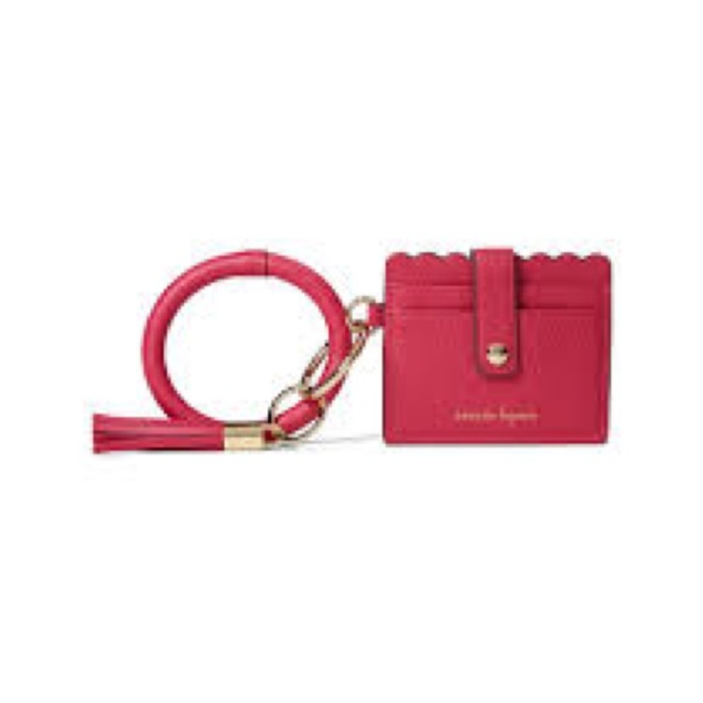Nanette Lepore Fuchsia Card Holder with Gold Keychain wrist holder